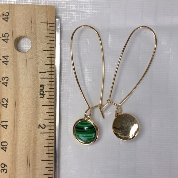 Faux Malachite Drop Earrings - Picture 3 of 3